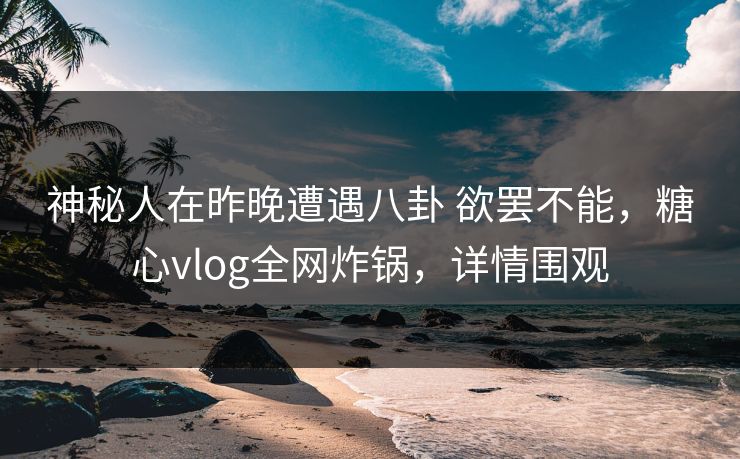 神秘人在昨晚遭遇八卦 欲罢不能，糖心vlog全网炸锅，详情围观
