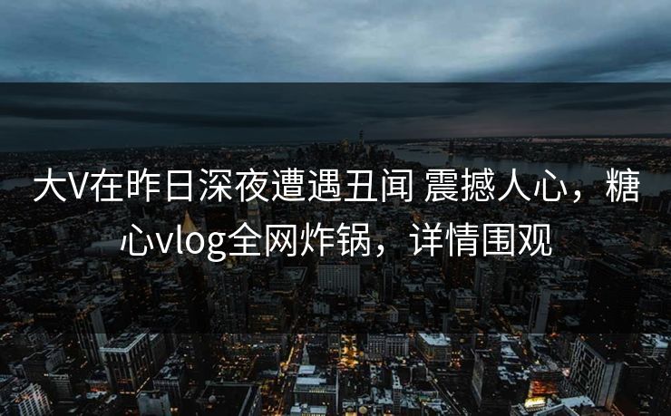 大V在昨日深夜遭遇丑闻 震撼人心，糖心vlog全网炸锅，详情围观