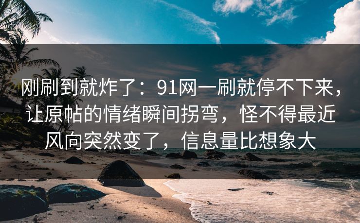 刚刷到就炸了：91网一刷就停不下来，让原帖的情绪瞬间拐弯，怪不得最近风向突然变了，信息量比想象大