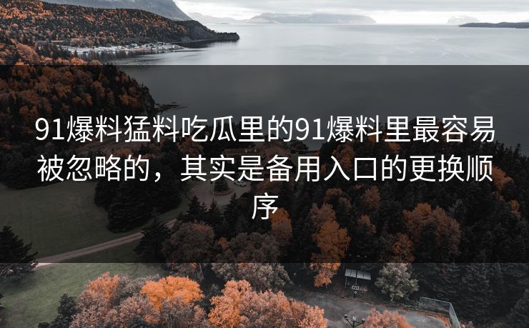 91爆料猛料吃瓜里的91爆料里最容易被忽略的，其实是备用入口的更换顺序