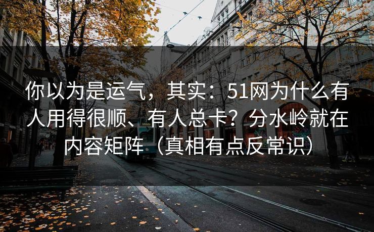 你以为是运气，其实：51网为什么有人用得很顺、有人总卡？分水岭就在内容矩阵（真相有点反常识）
