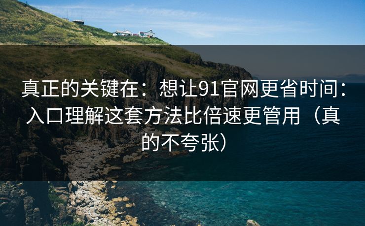 真正的关键在：想让91官网更省时间：入口理解这套方法比倍速更管用（真的不夸张）