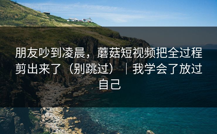朋友吵到凌晨，蘑菇短视频把全过程剪出来了（别跳过）｜我学会了放过自己